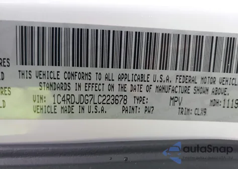 2020 Dodge Durango Gt Plus Awd from USA, damaged, VIN 1C4RDJDG7LC223678